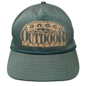 d&D Conoco Outdoor Adventure Green 5 Panel Hat OS Rope Snapback Mountain Vintage